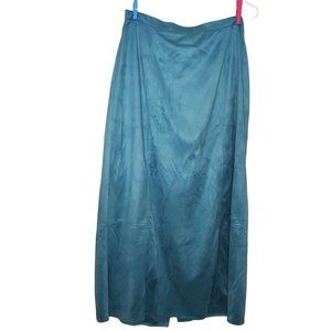 Jessica Holbrook QVC Faux Suede Maxi Skirt LG Teal